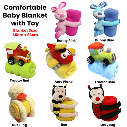 Yellow Bumble Bee baby blanket & toy set for cozy, playful home comfort.