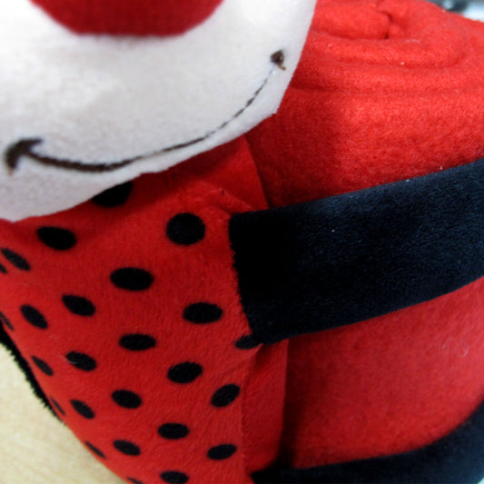 Soft red ladybug baby blanket with matching plush toy for cozy nursery snuggles.
