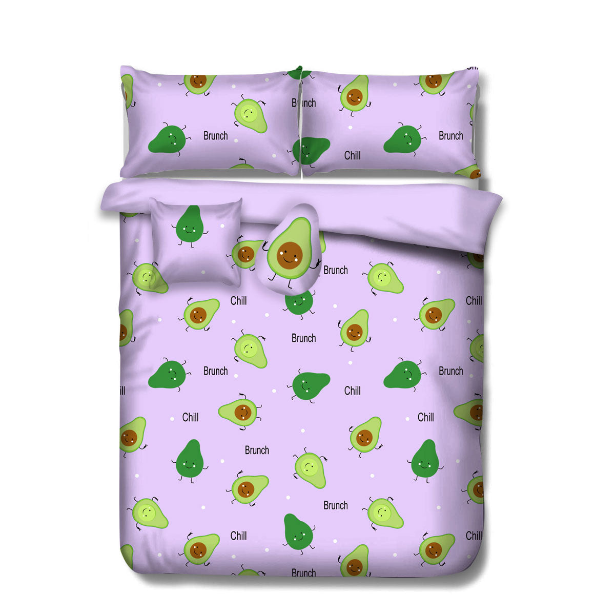 Ramesses Purple Avocado Kids 5 Piece Comforter Set | Vibrant, fun bedding for double beds.