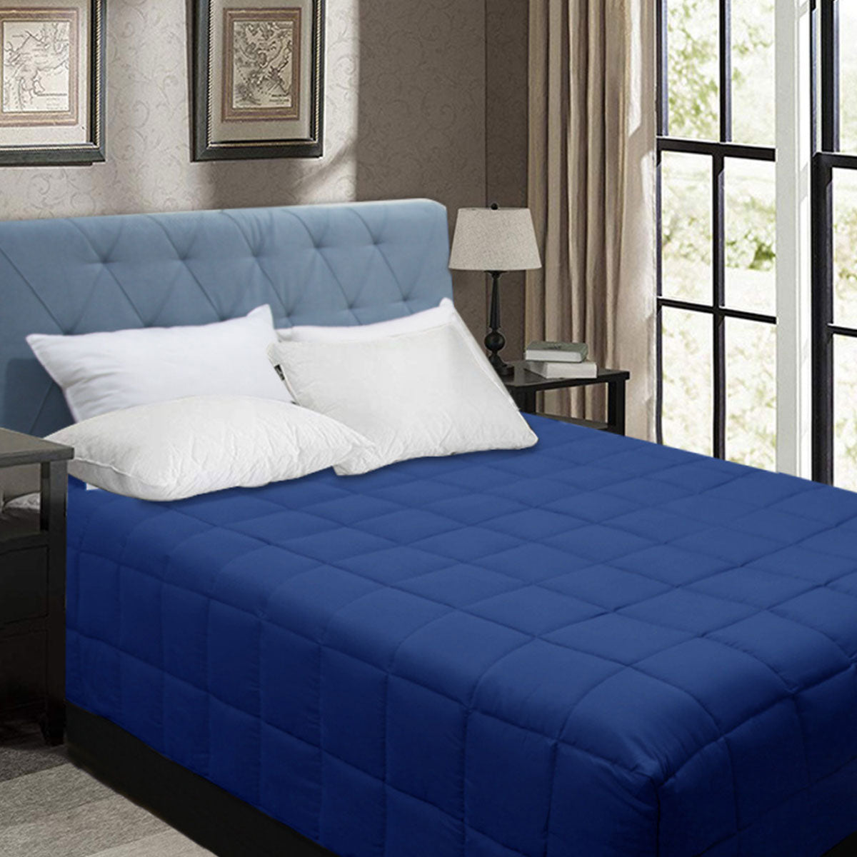 Shangri La Blue Bamboo Blend Microfiber Quilt for Kids, cozy and durable bedding option.