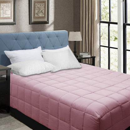 Dusty pink bamboo blend quilt for single bed, soft and hypoallergenic, perfect for kids.