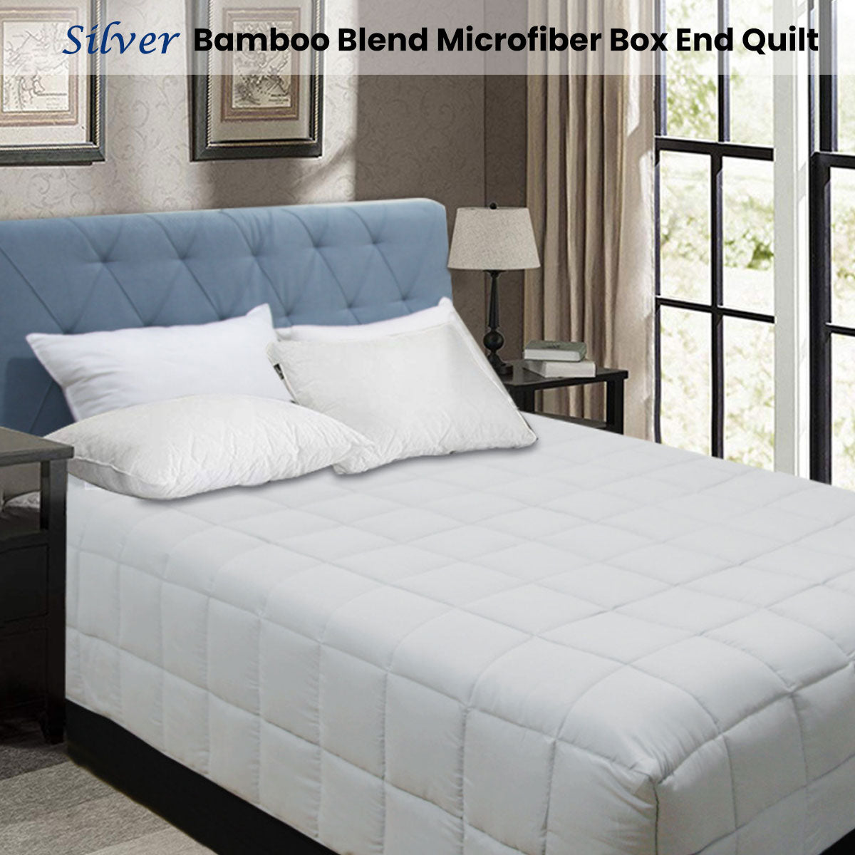 Silver single-size bamboo blend microfiber quilt for kids by Shangri La, cozy and durable.