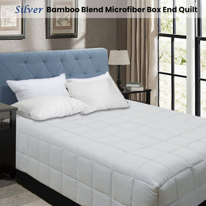 Silver single-size bamboo blend microfiber quilt for kids by Shangri La, cozy and durable.