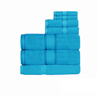 Colorful 7-piece Aqua cotton bath sheet set for kids by Kingtex, perfect for cozy bath time.