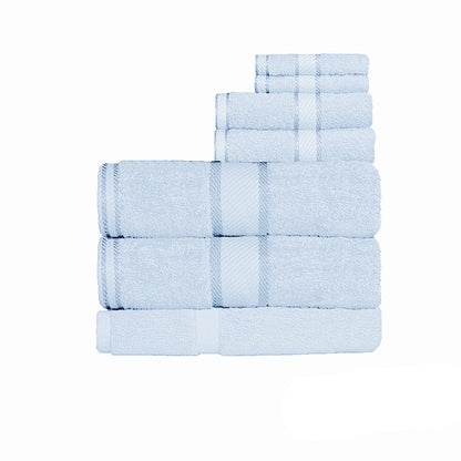 Kingtex 7-Piece Baby Blue Cotton Bath Sheet Set, 550gsm, soft & absorbent for kids.