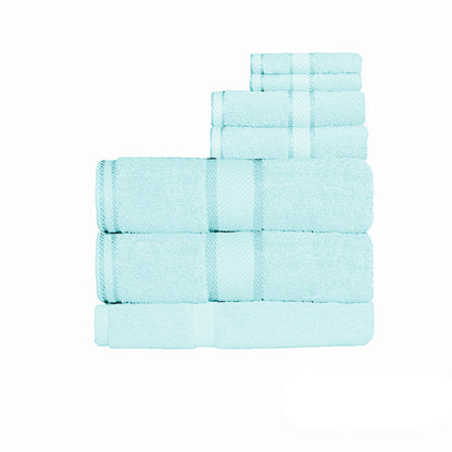 Kingtex 7 Piece Cotton Bath Sheet Set in Soft Aqua, perfect for kids bath time.