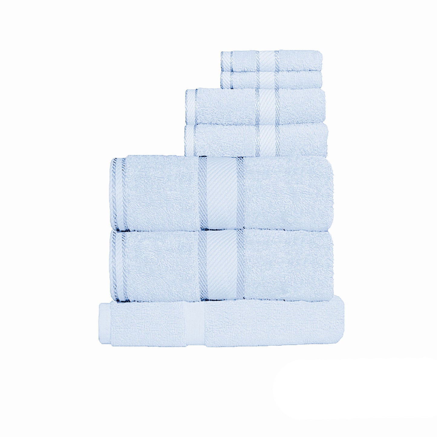 Kingtex 7 Piece Baby Blue Cotton Towel Set | Soft, absorbent towels perfect for kids bath time.