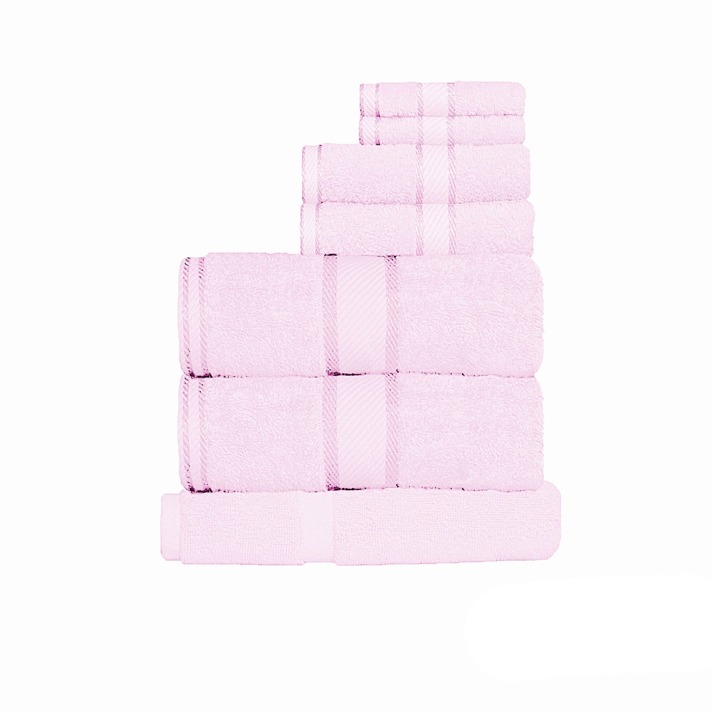 Kingtex 7 Piece Cotton Towel Set for Kids in Baby Pink, ideal for soft, cozy drying.