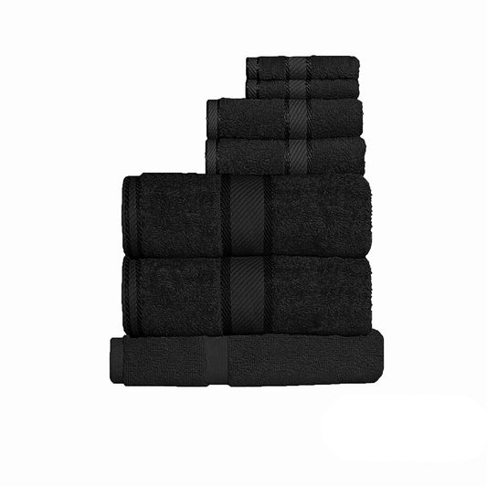 Black cotton towel set for kids by Kingtex, 7 pieces, ideal homeware for children.