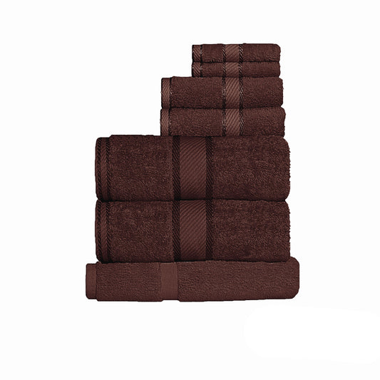 Kingtex 7 Piece Kids Cotton Towel Set in Chocolate Brown, ideal for childrens bath time.