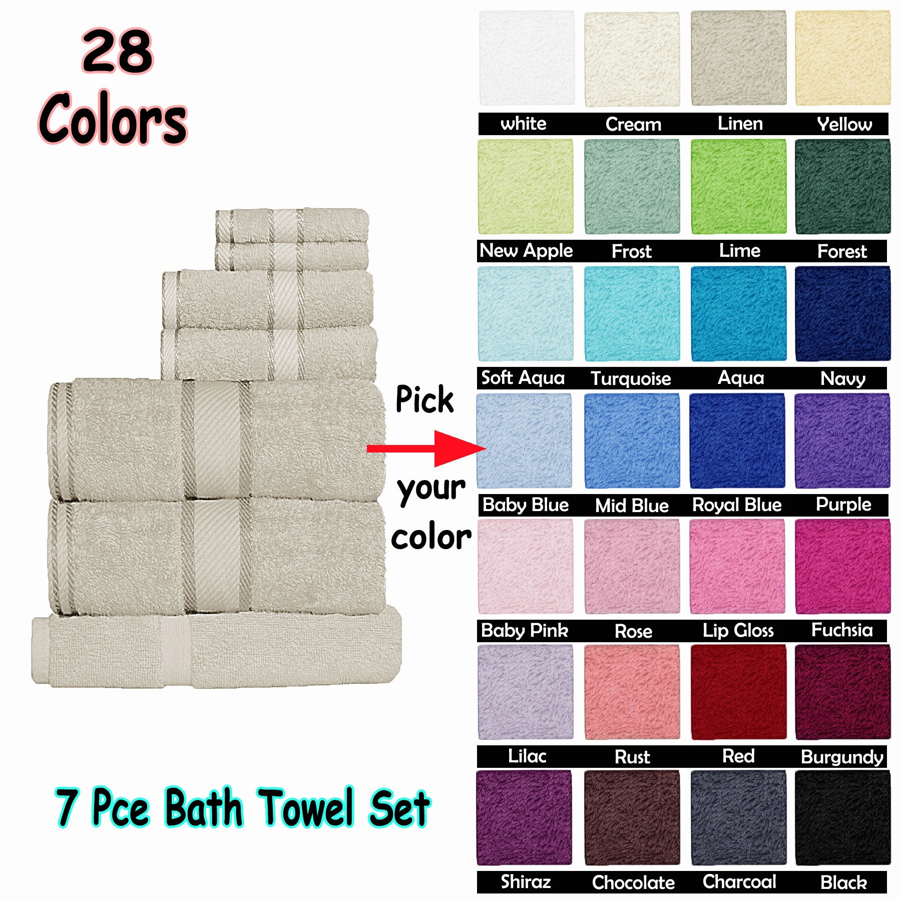 Kingtex 7 Piece Kids Towel Set in Chocolate Brown - Soft cotton for childrens bath time