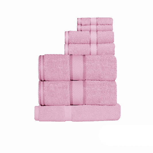 Kingtex 7 Piece Kids Cotton Towel Set - Soft, absorbent towels in delightful rose color.