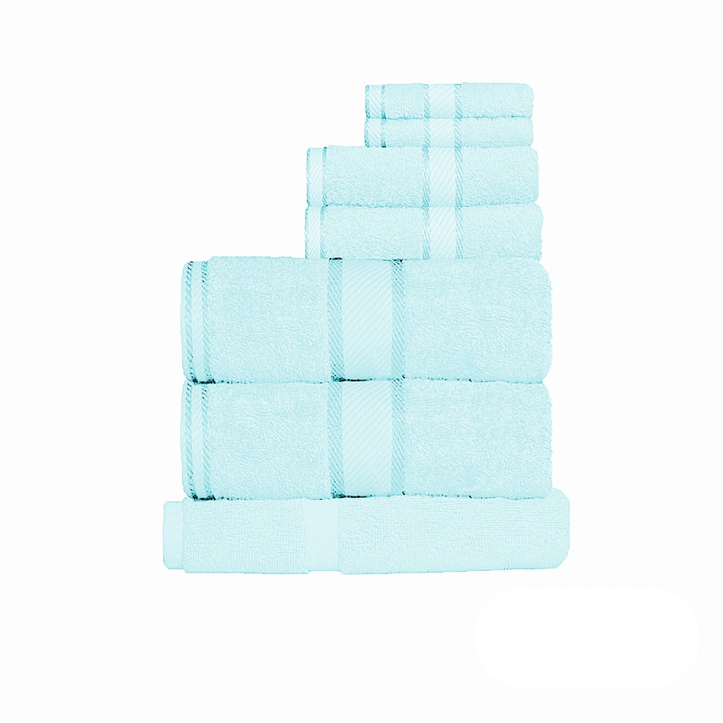 Kingtex Soft Aqua 7-Piece Cotton Towel Set, ideal for kids, offering softness and absorption.