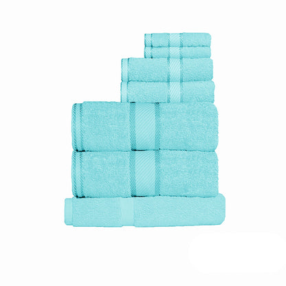 7 piece Turquoise Kingtex cotton towel set for kids bathrooms, soft and absorbent.