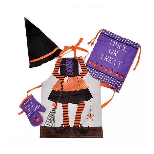 Halloween Witch Chef Set for Kids including 4pc Kitchen Accessories for Home Play