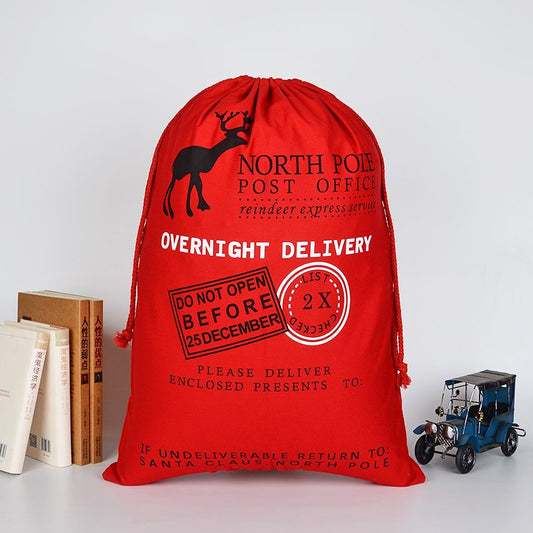 Large Christmas Santa sack featuring adorable reindeer design, perfect for kids holiday gift storage.
