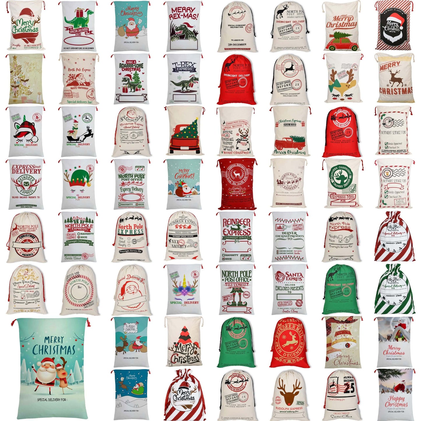 Customizable Santa sack for kids, perfect for personalized Christmas gifts at home.
