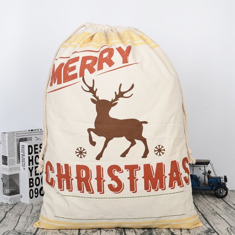 Adorable Reindeer-themed Santa sack, 50x70cm, perfect for kids Christmas gifts. Festive and fun.