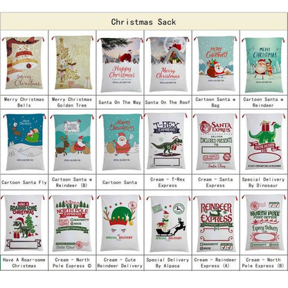 Large canvas Santa sack (50x70cm) for kids gifts on Christmas, adding festive charm at home.