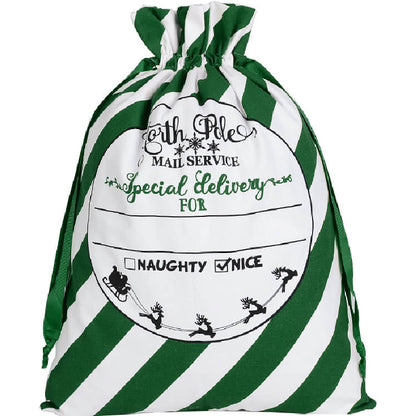 Large personalized Christmas Santa sack in hessian for kids, perfect for holiday gifting.