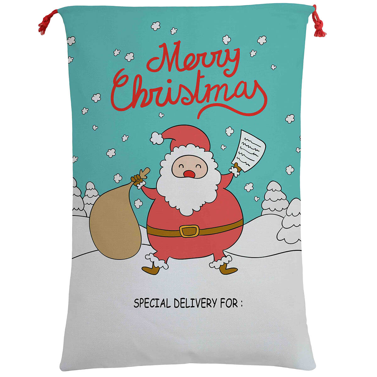 XL canvas Santa sack personalized for kids, perfect Christmas gift bag for home.