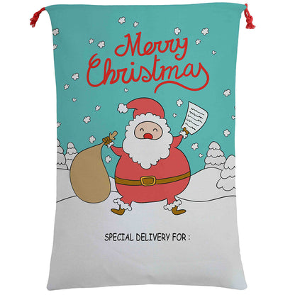 XL canvas Santa sack personalized for kids, perfect Christmas gift bag for home.