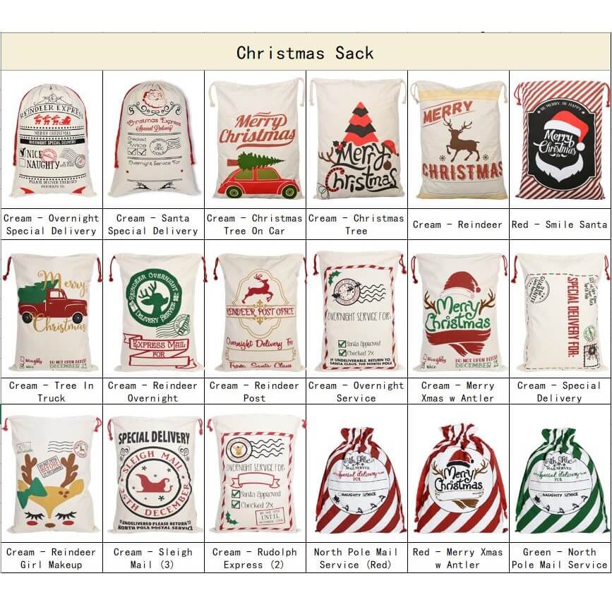 Kids Christmas sack, customizable hessian design for gifts, 50x70cm, adds personalized festive touch.