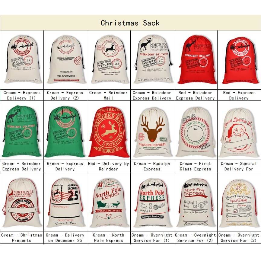 Personalized Hessian Santa Sack, ideal for kids Christmas gifts, with customizable design option.