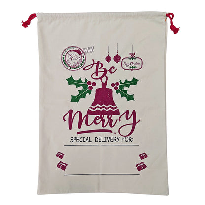 Large canvas hessian Santa sack, 50x70cm, perfect for kids Christmas gifts at home.