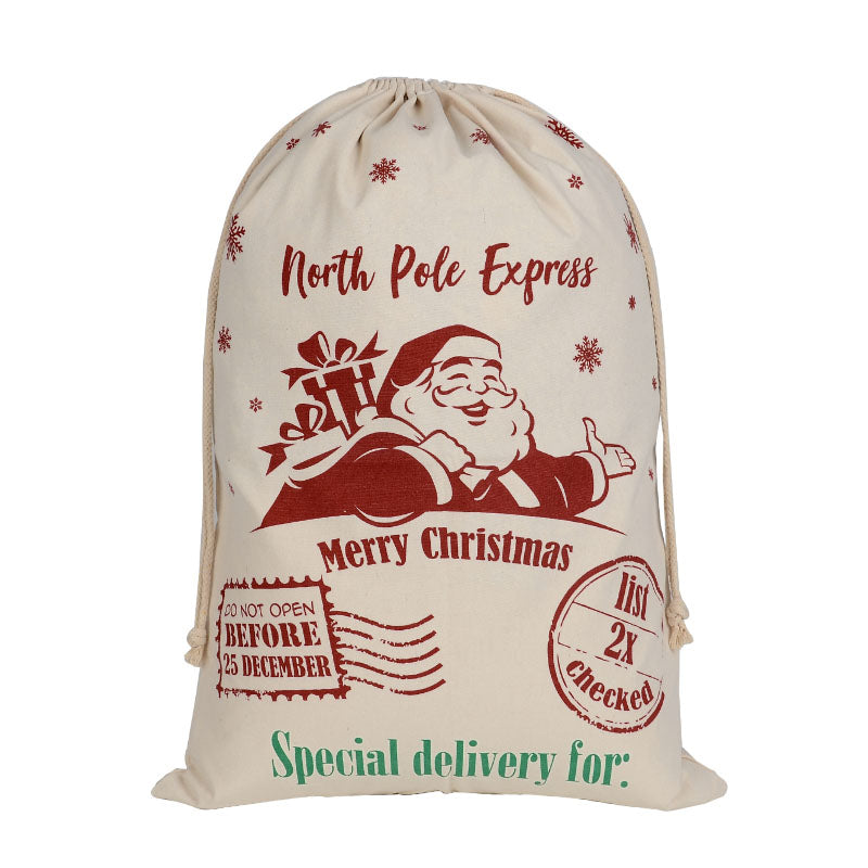 Large Christmas canvas sack for kids gifts, 50x70cm size, ideal for festive home celebrations.