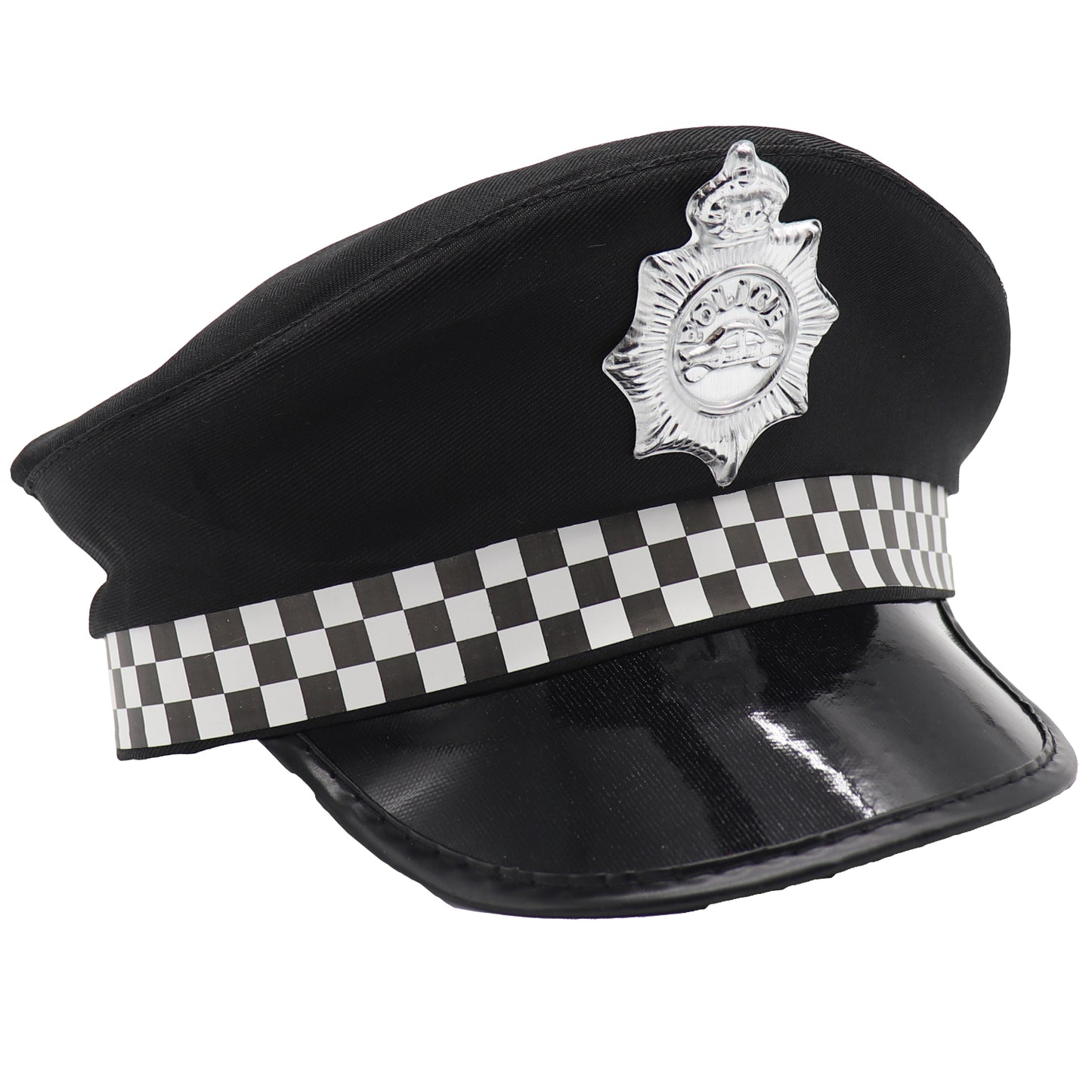Kids police officer cap with badge for imaginative play costumes, role-playing fun.