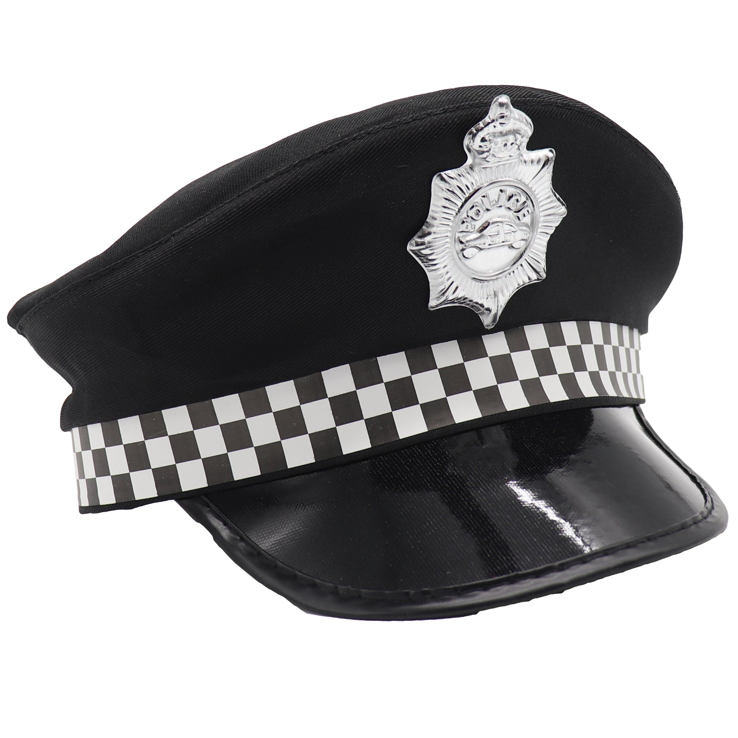 Kids police officer cap with badge for imaginative play costumes, role-playing fun.
