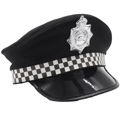 Kids police officer cap with badge for imaginative play costumes, role-playing fun.