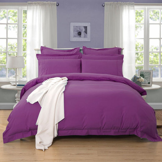 Purple microfiber duvet cover set for kids, single size, cozy and stylish bedding.