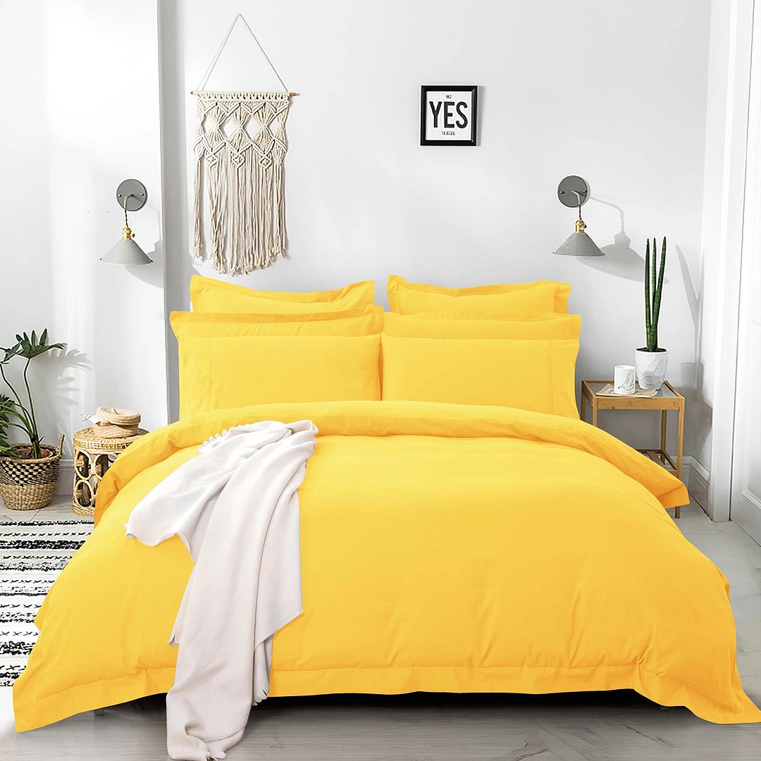 Kids soft yellow microfibre single duvet cover set, cozy bedtime essential in playful hue.