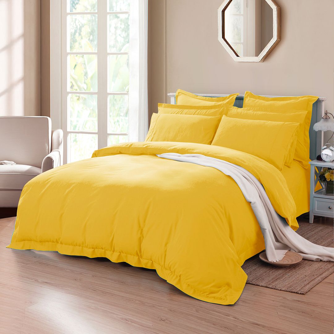 Kids soft yellow microfibre single duvet cover set, cozy and playful for bedroom decor.