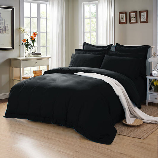 Black Microfiber Duvet Cover Set in various sizes, ideal for childrens bedrooms.