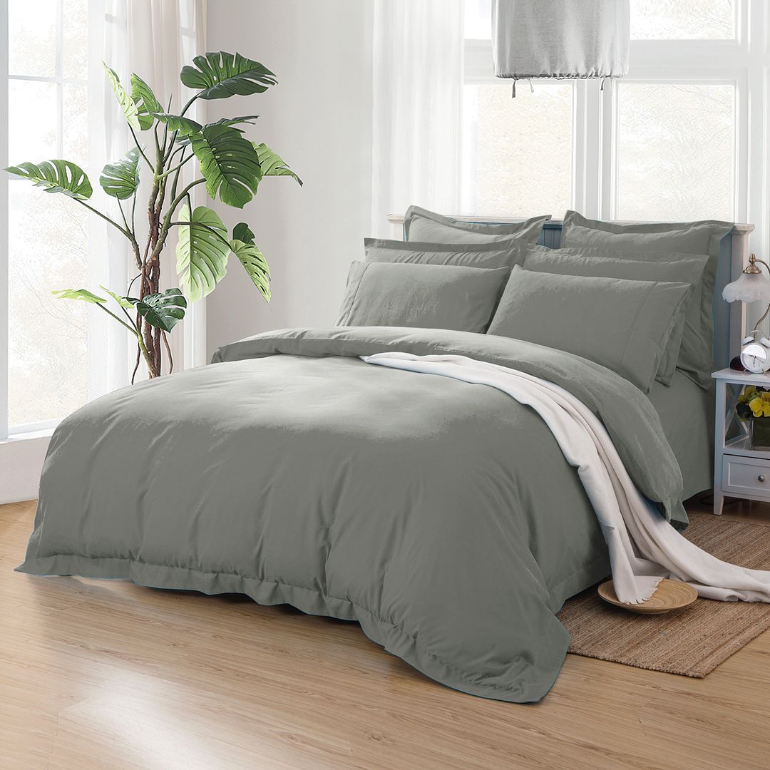 Soft grey microfiber duvet cover set in multiple sizes for kids bedrooms.