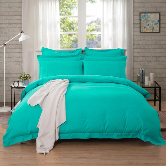 Teal microfibre duvet cover set for kids single beds, soft and cozy.