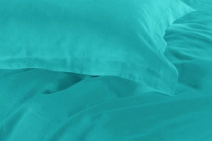 Kids teal microfibre duvet cover set, soft and cozy for single size beds.