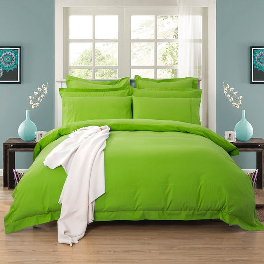 Soft green microfiber quilt cover set in sizes single to super king for kids beds.