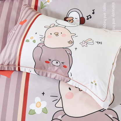 Double-sized quilt cover featuring playful duck design, perfect for kids bedding decor.