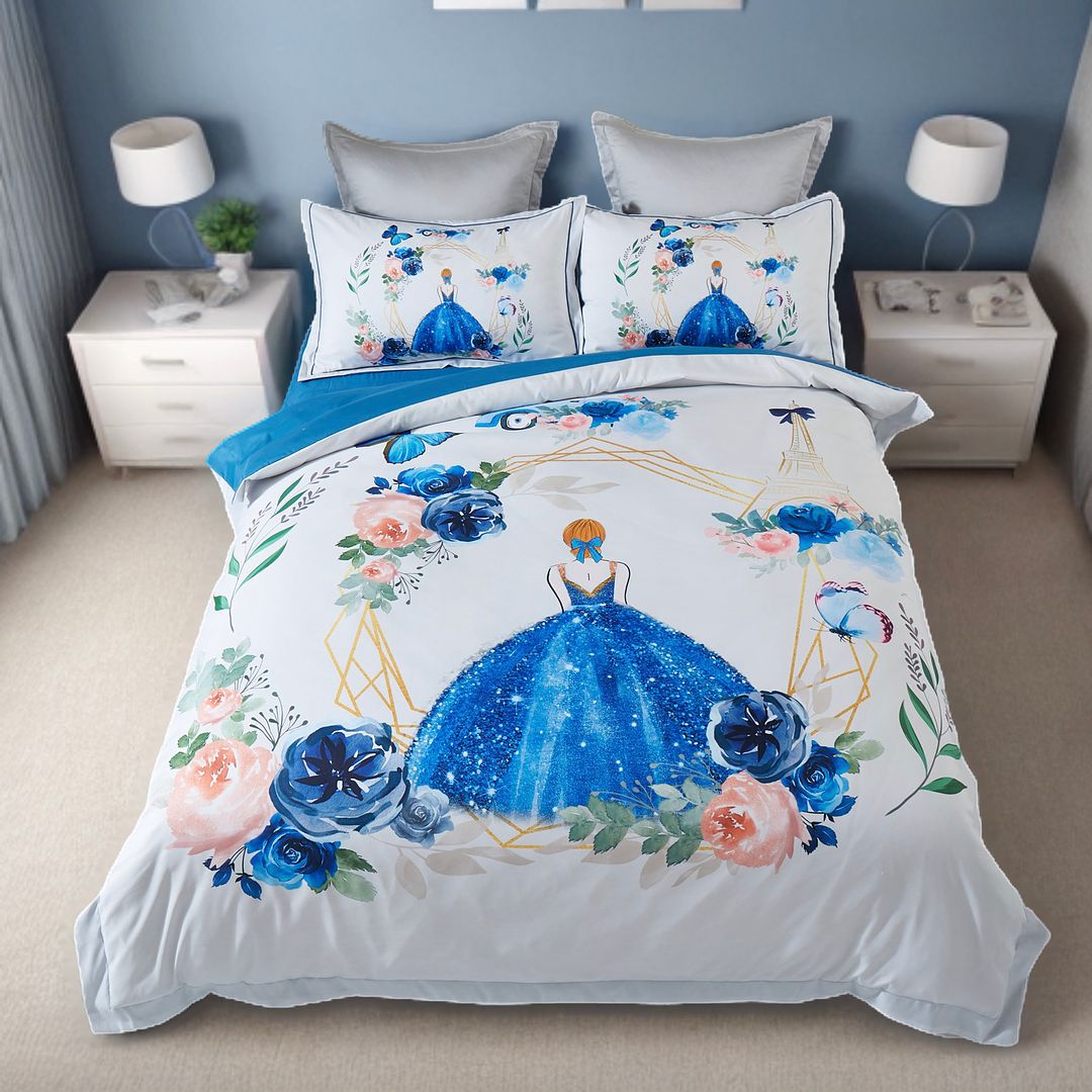 King Single quilt cover set with embroidered Princess Dreams design, perfect for kids bedrooms.