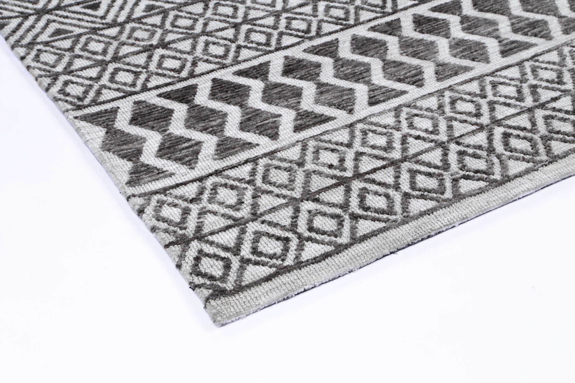 Amritsar Tribal Charcoal & Beige Rug 160x230cm | Soft, durable polyester rug for childrens room.