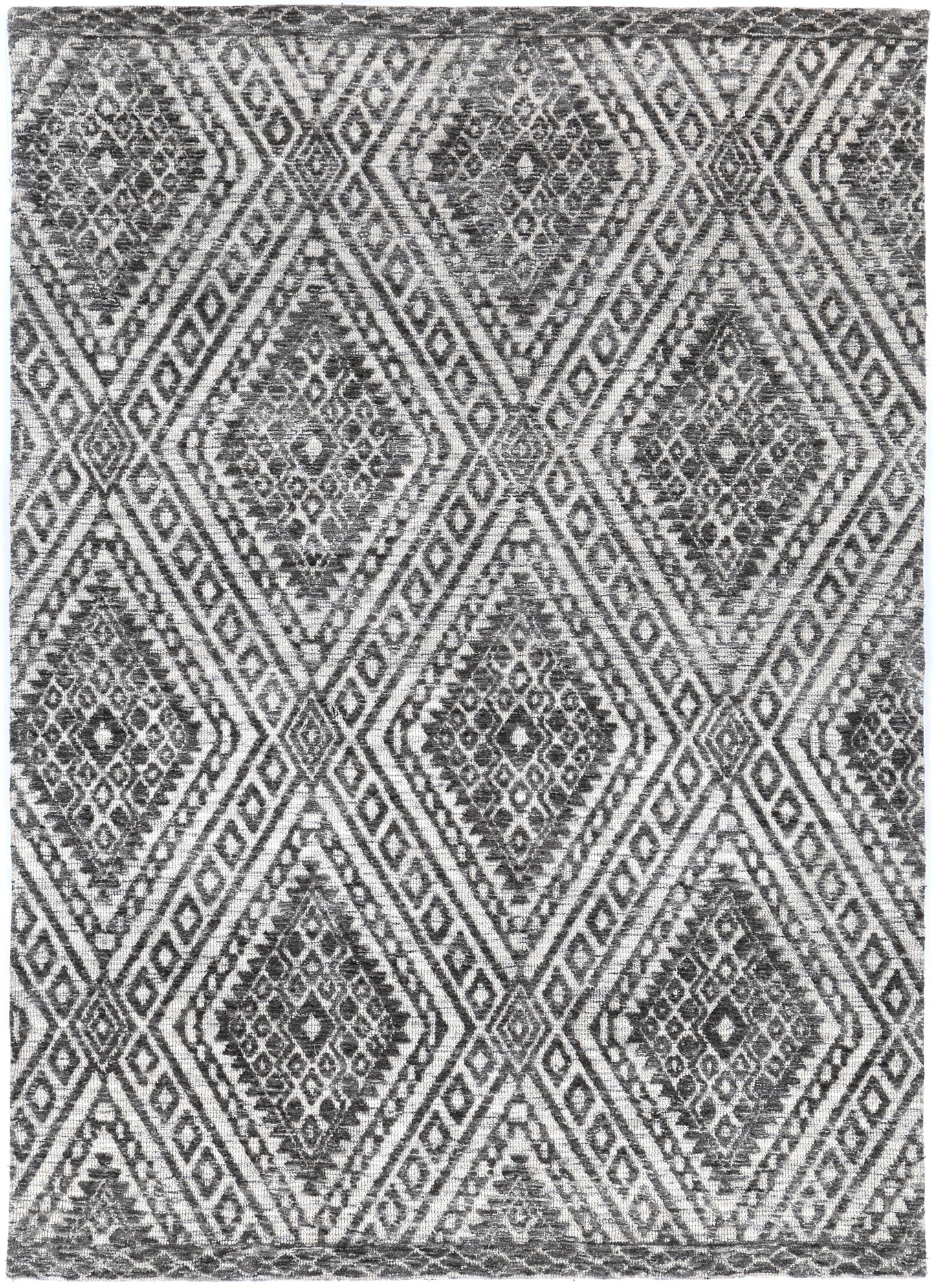 Amritsar Tribal Geometric Rug in Charcoal & Beige, 160x230cm, perfect for kids playrooms.