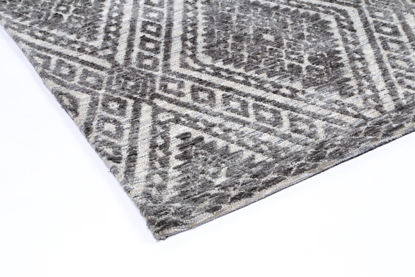 Geometric tribal rug in charcoal & beige, 160x230cm, ideal for childrens playroom decor.