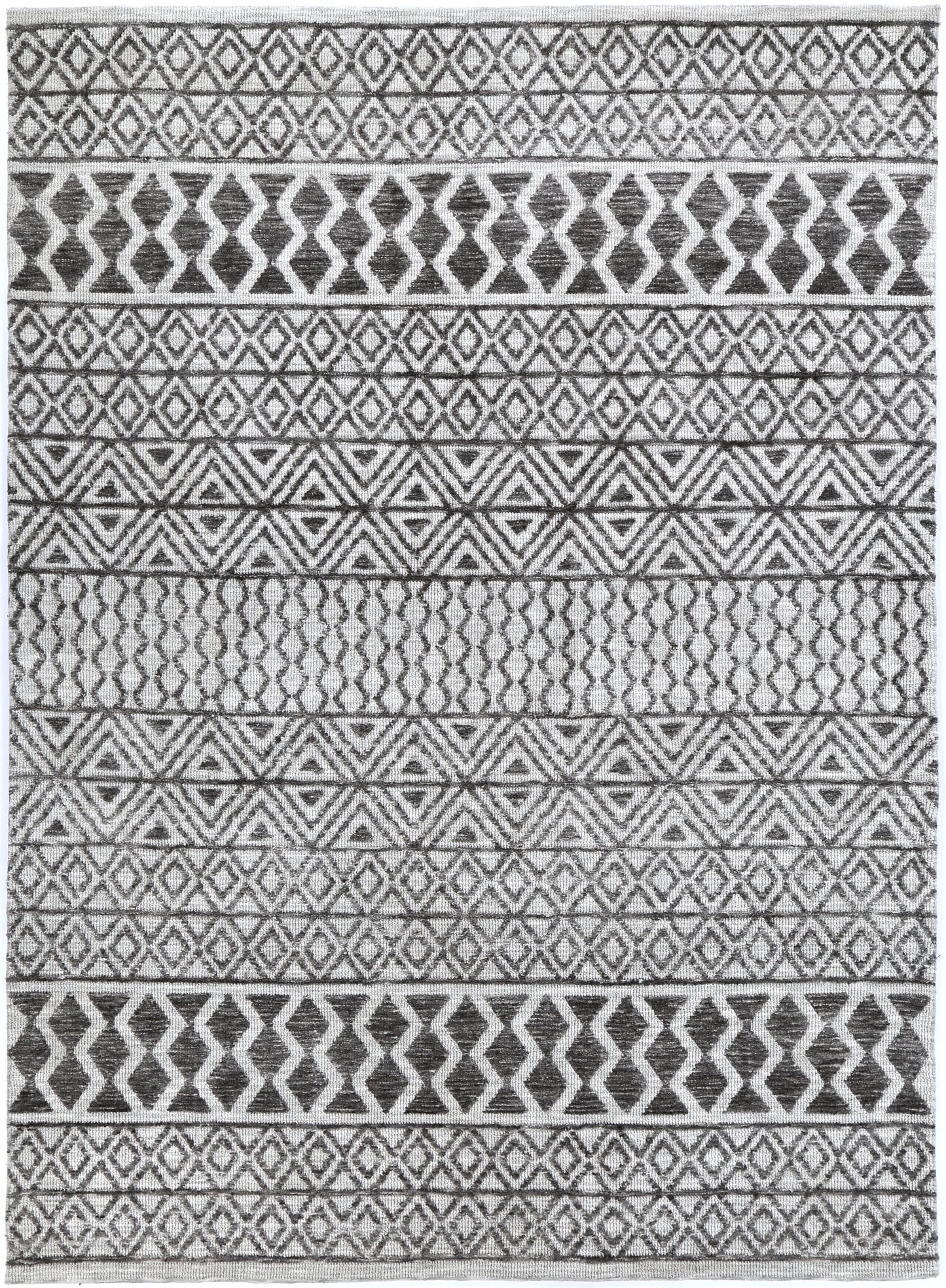 Tribal-inspired geometric grey rug, 200x290cm, perfect for adding style to childrens playroom.