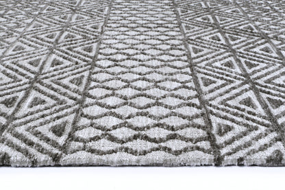 Tribal geometric grey rug with Amritsar design, ideal for childrens playroom or bedroom decor.