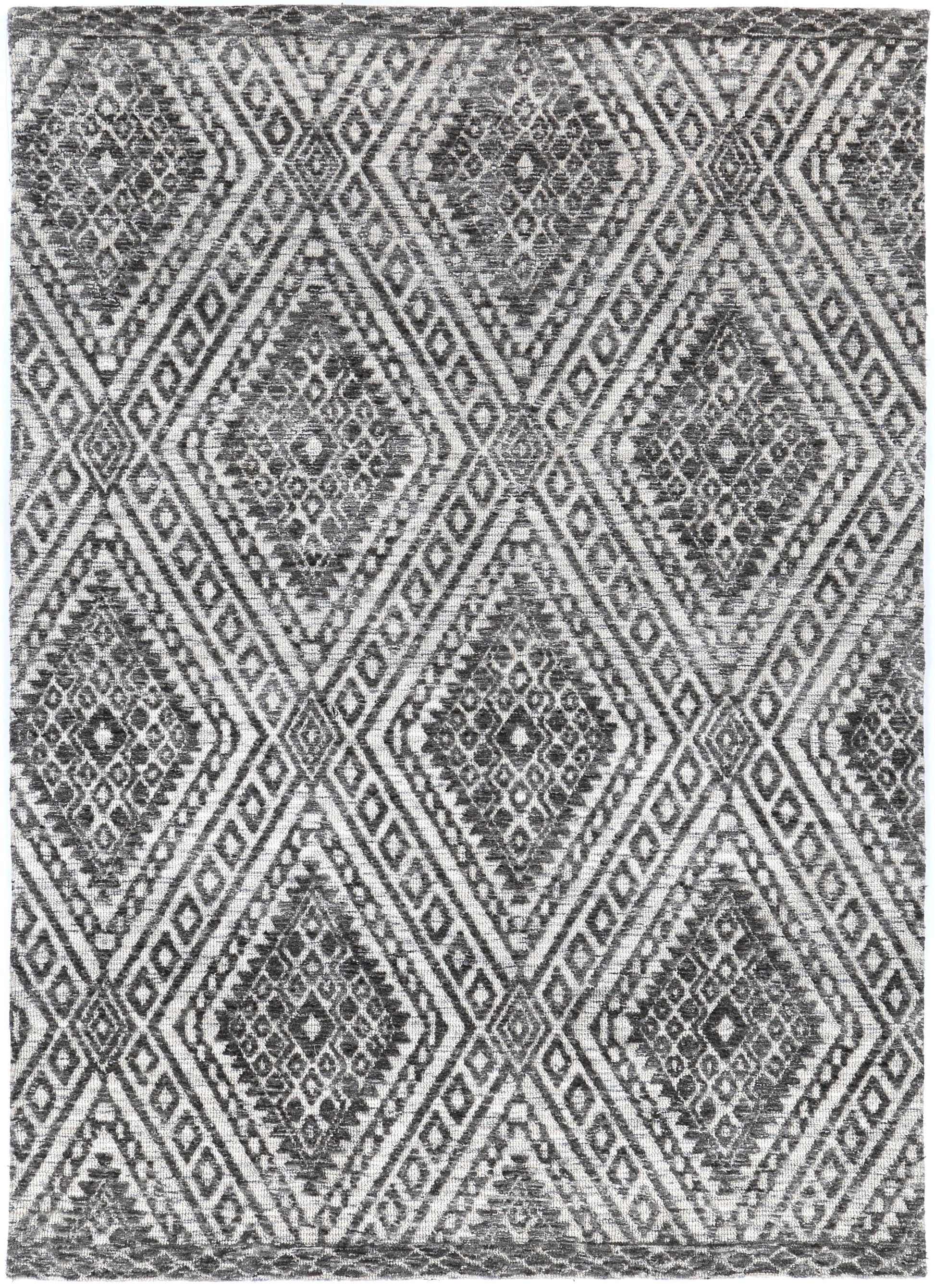 Amritsar Charcoal & Beige Tribal Rug 240x330cm, perfect for stylish kids room decor.