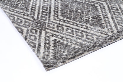 Amritsar Charcoal & Beige Tribal Rug 240x330cm. Perfect for childrens playroom with tribal design.